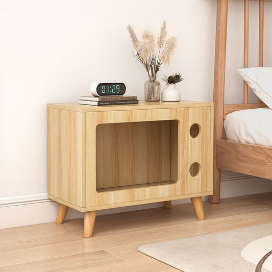 Contemporary Creative TV Shape MDF  Pine Wood Nightstand 1-Tier For Bedroom