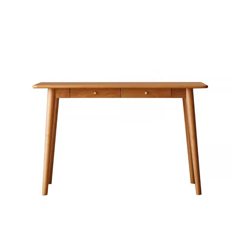 Contemporary Nordic Rectangular Cherry Wood Solid Wood Plywood Desks 1/2-Drawers For Home Office