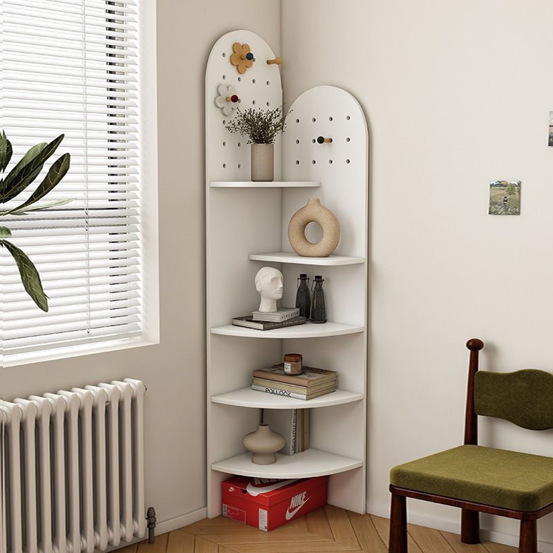 Modern Minimalist Fan-shaped E0 Grade Ecological Board Corner Shelf Unit 5-Tier For Living Room