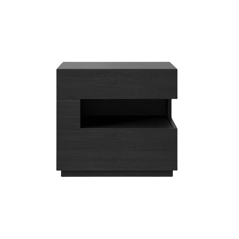 Modern Minimalist Square Rectangular Particle Board Nightstand 2-Tier For Bedroom