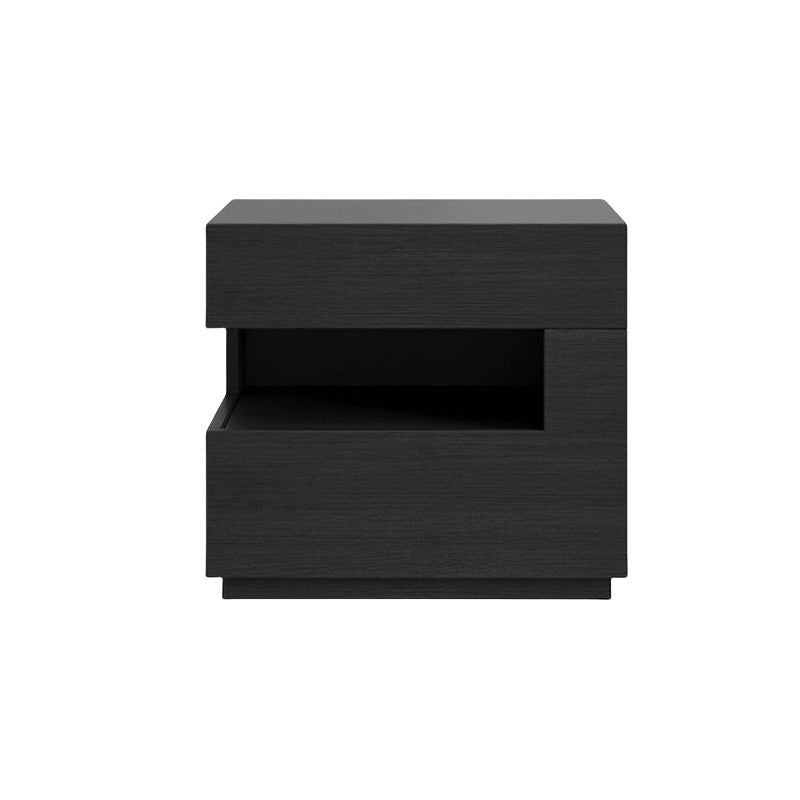 Modern Minimalist Square Rectangular Particle Board Nightstand 2-Tier For Bedroom
