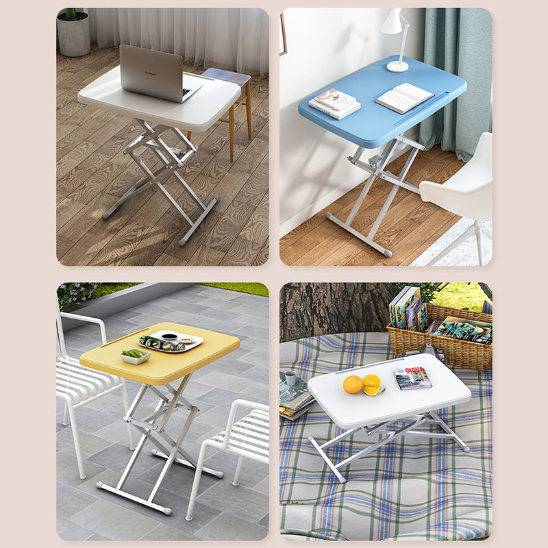 Modern Simplicity PE Steel Rectangular Liftable Folding Desks 1-Pen Slot For Home Office