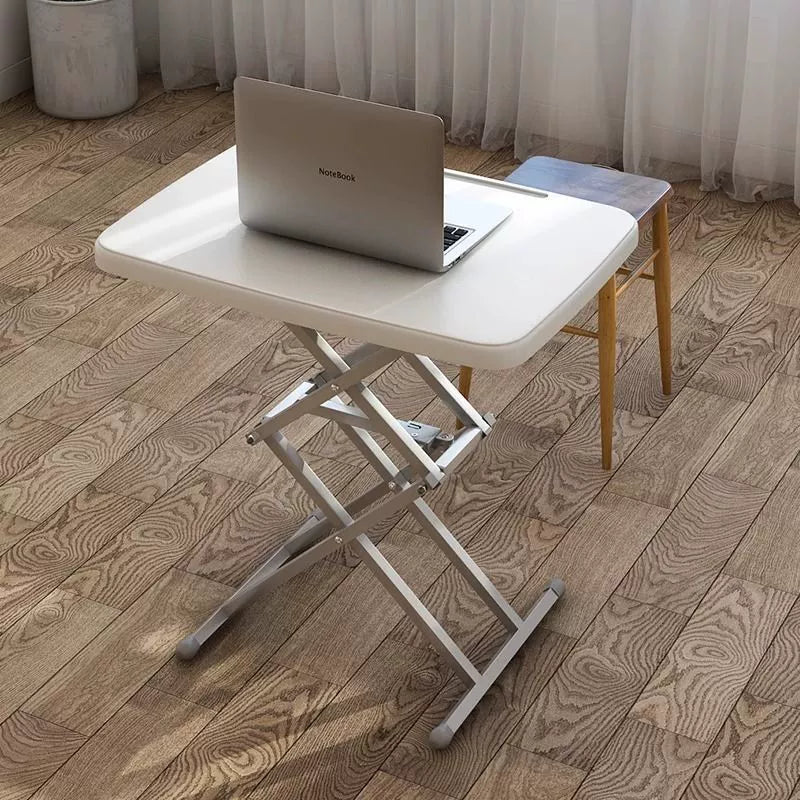 Modern Simplicity PE Steel Rectangular Liftable Folding Desks 1-Pen Slot For Home Office