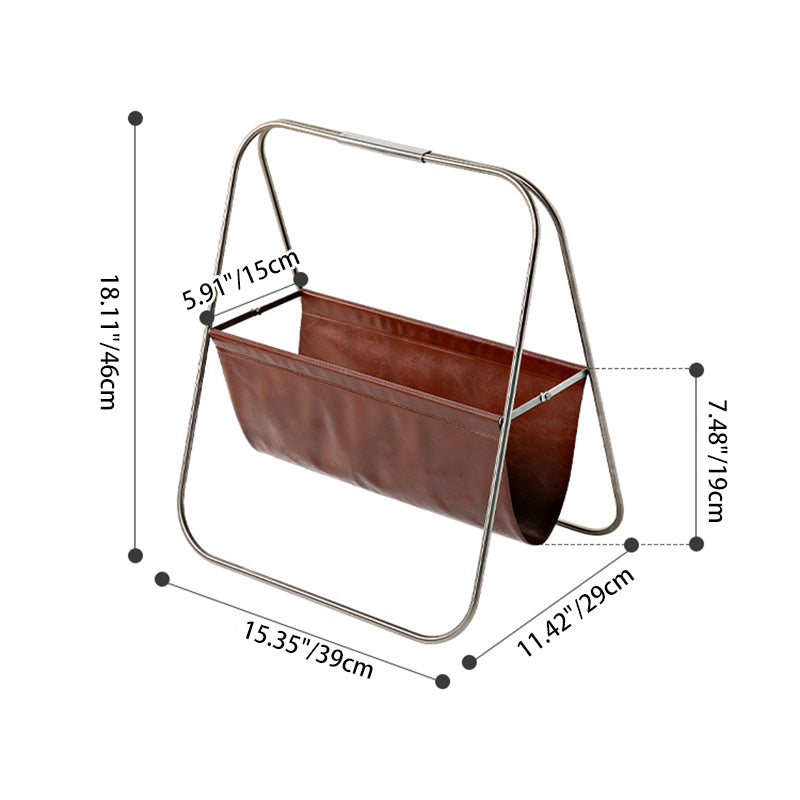 Contemporary Retro Stainless Steel Faux Leather Triangular Structure Bookshelves Foldable For Living Room