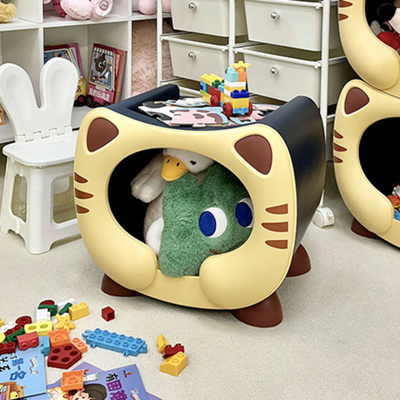 Contemporary Creative PP Kids Cartoon Cat Nightstand 1-Storage Stackable For Bedside