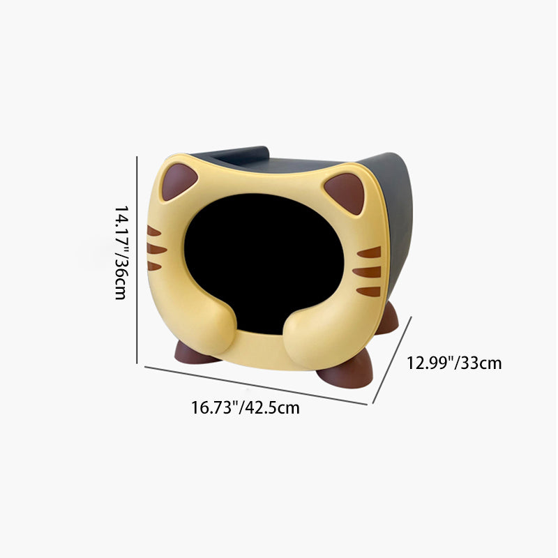 Contemporary Creative PP Kids Cartoon Cat Nightstand 1-Storage Stackable For Bedside