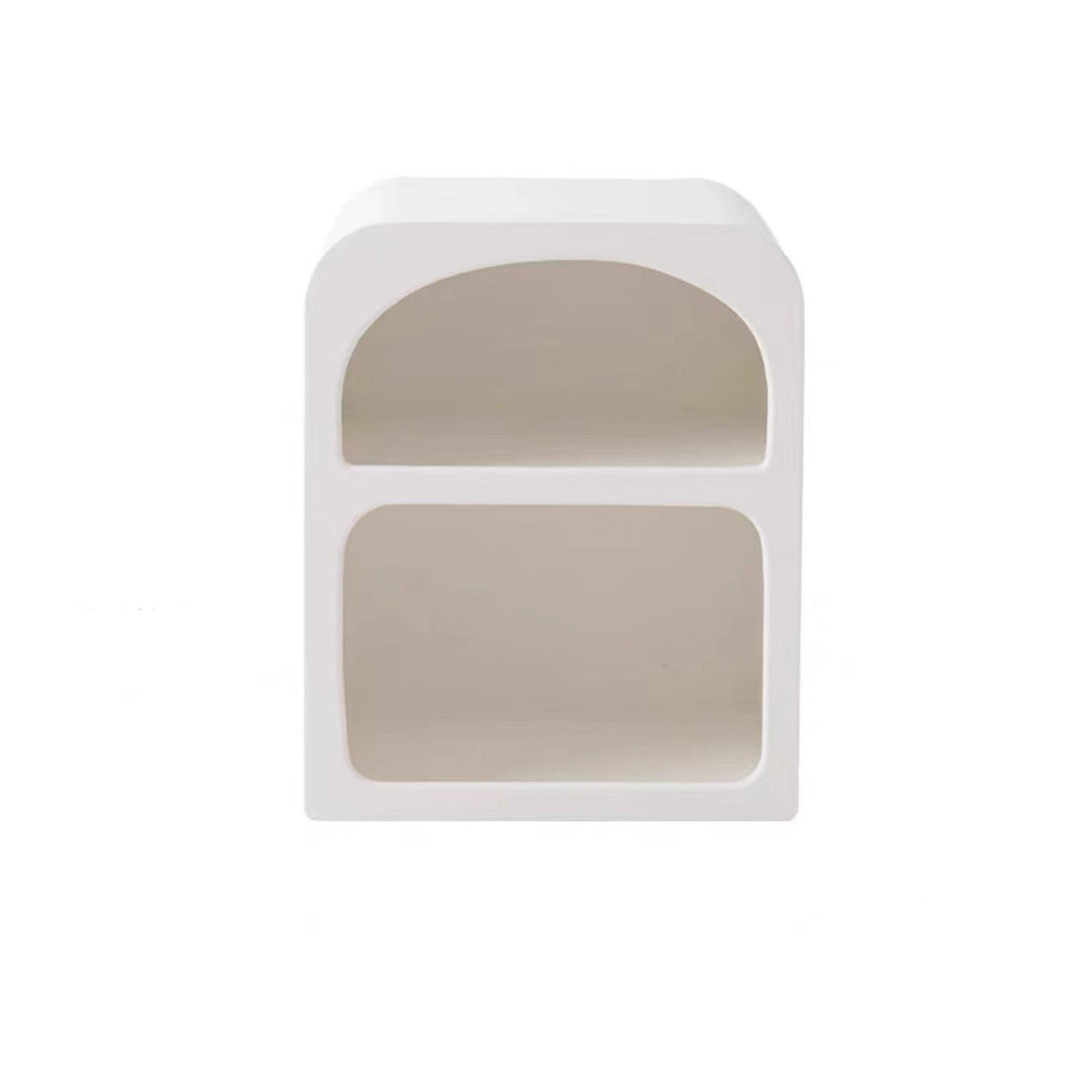 Modern Simplicity MDF Grainy Square Arched Door Nightstand 2-Tier Storage For Bedside