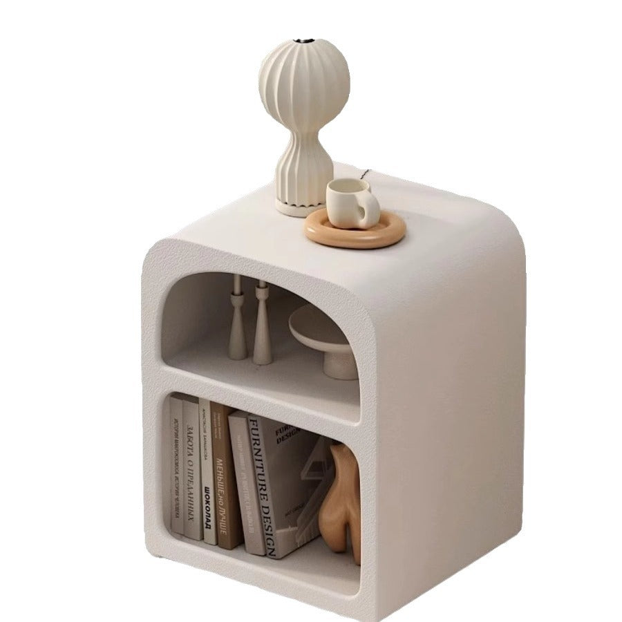 Modern Simplicity MDF Grainy Square Arched Door Nightstand 2-Tier Storage For Bedside