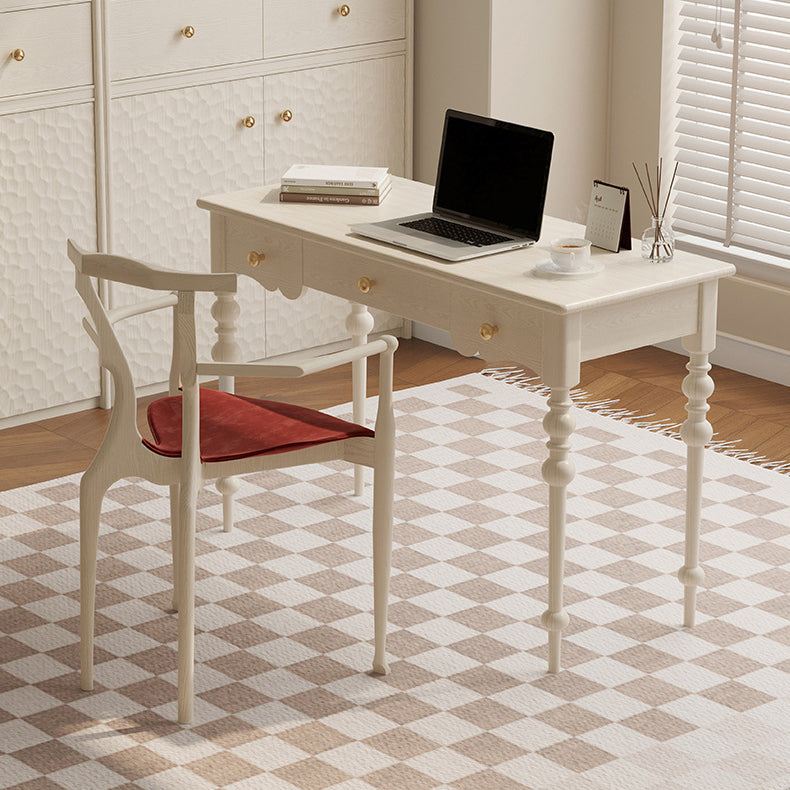 Traditional French Oak Copper Rectangular Roman Column Desk & Chair Set For Home Office