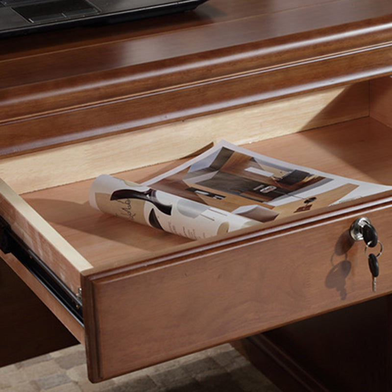 Contemporary Retro Plywood Rubber Wood Hardware Rectangular Desks 4-Drawer Cabinet For Home Office
