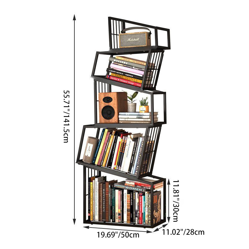 Contemporary Nordic Square Frame Full Iron Storage Cabinets Bookshelf 3/4/5 - Tier For Living Room