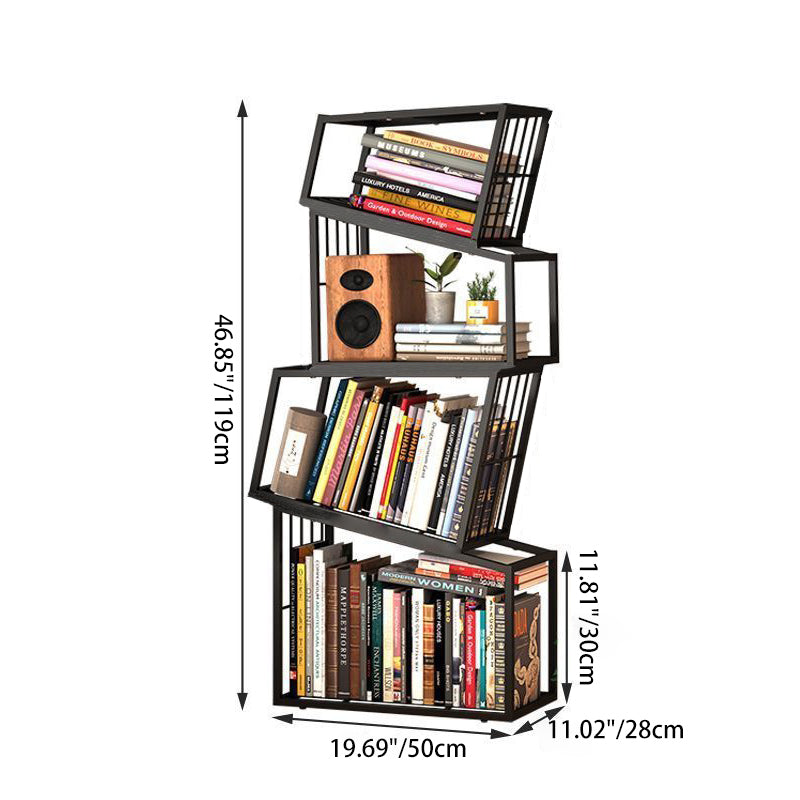 Contemporary Nordic Square Frame Full Iron Storage Cabinets Bookshelf 3/4/5 - Tier For Living Room