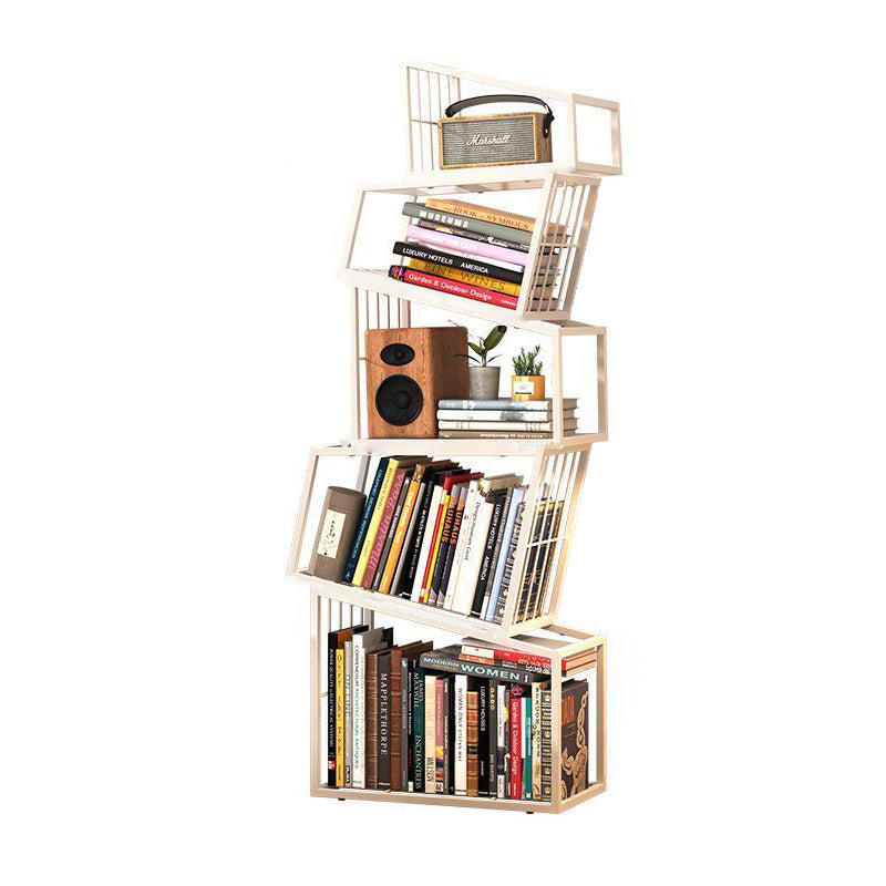 Contemporary Nordic Square Frame Full Iron Storage Cabinets Bookshelf 3/4/5 - Tier For Living Room
