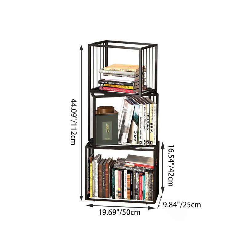 Contemporary Nordic Square Frame Full Iron Storage Cabinets Bookshelf 3/4/5 - Tier For Living Room
