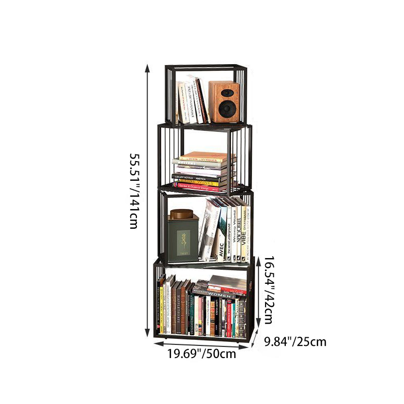 Contemporary Nordic Square Frame Full Iron Storage Cabinets Bookshelf 3/4/5 - Tier For Living Room