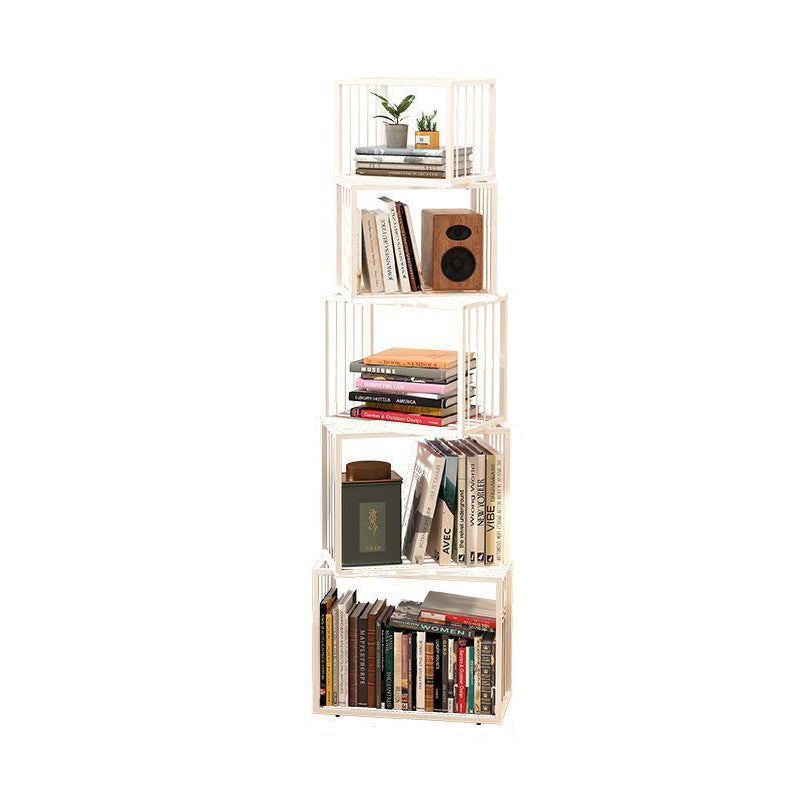 Contemporary Nordic Square Frame Full Iron Storage Cabinets Bookshelf 3/4/5 - Tier For Living Room
