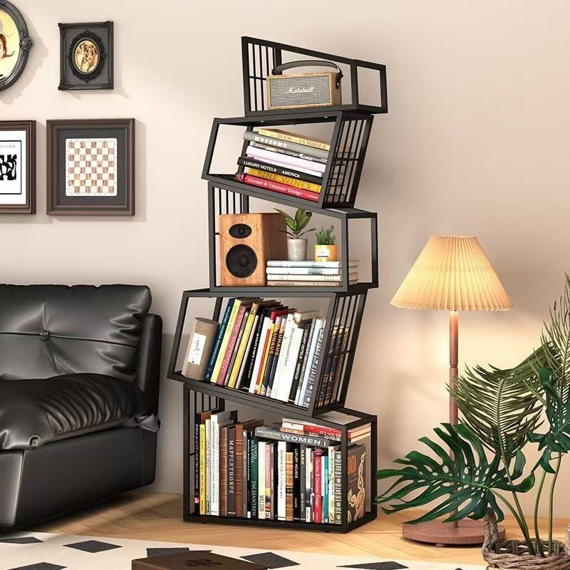 Contemporary Nordic Square Frame Full Iron Storage Cabinets Bookshelf 3/4/5 - Tier For Living Room