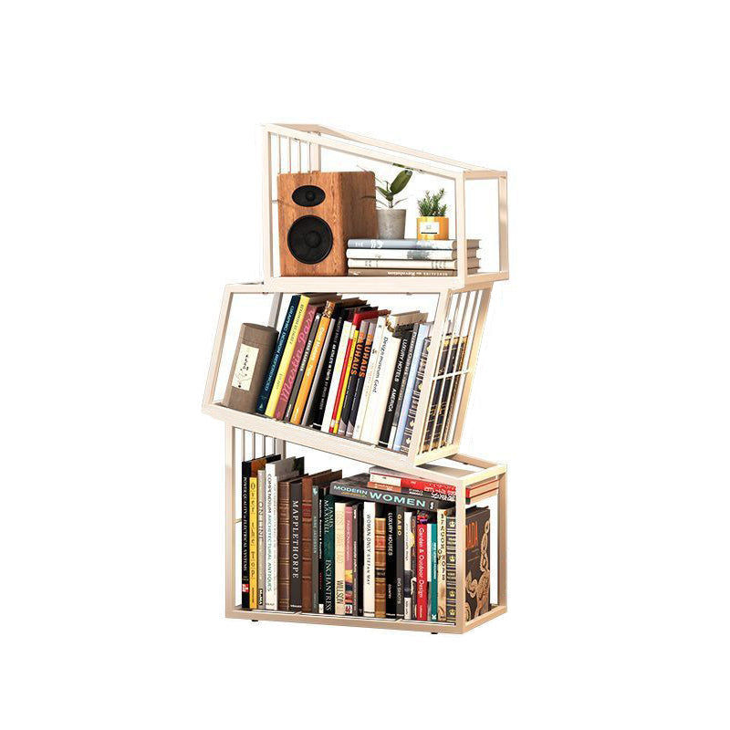Contemporary Nordic Square Frame Full Iron Storage Cabinets Bookshelf 3/4/5 - Tier For Living Room