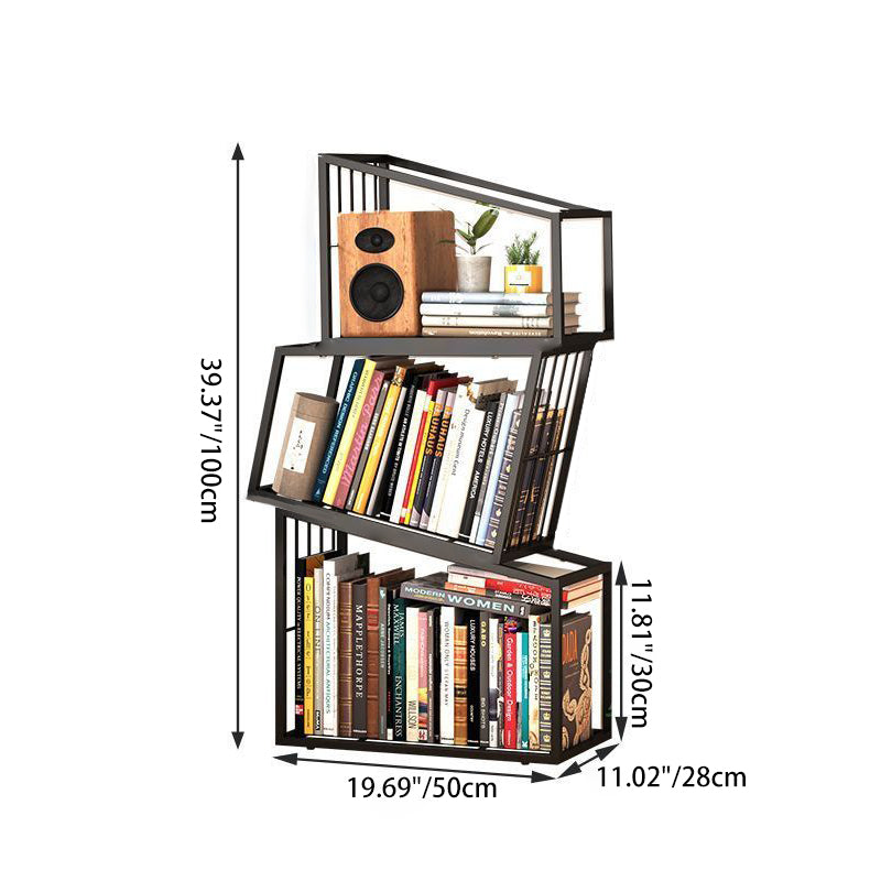 Contemporary Nordic Square Frame Full Iron Storage Cabinets Bookshelf 3/4/5 - Tier For Living Room