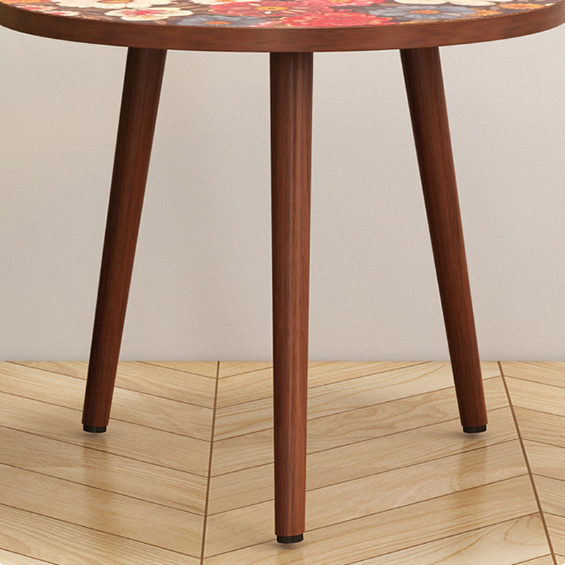 Traditional Vintage Round Floral Pattern MDF Coffee Table 3-Legs For Living Room