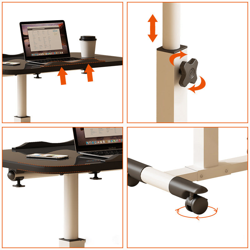 Modern Minimalist Rectangle MDF Carbon Steel Desk Liftable 4-Leg For Home Office