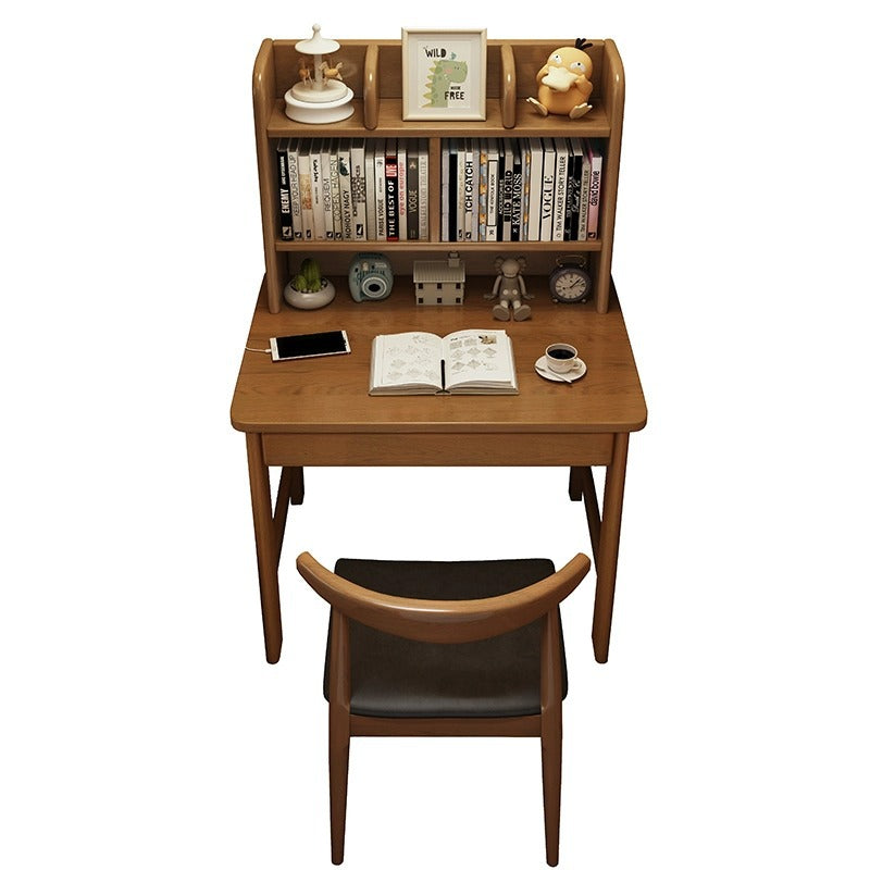 Modern Simplicity Rectangle Finger Joint Rubberwood Plywood Desk 1-Drawer For Home Office