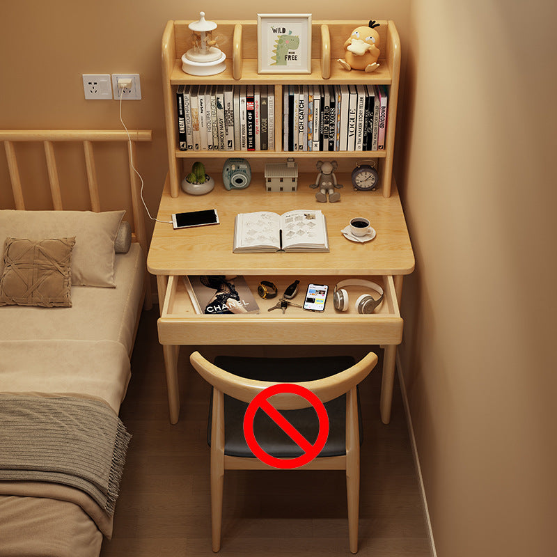 Modern Simplicity Rectangle Finger Joint Rubberwood Plywood Desk 1-Drawer For Home Office