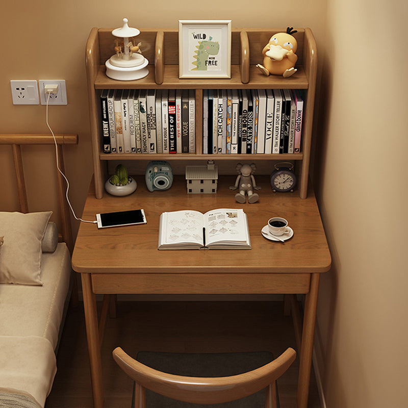 Modern Simplicity Rectangle Finger Joint Rubberwood Plywood Desk 1-Drawer For Home Office