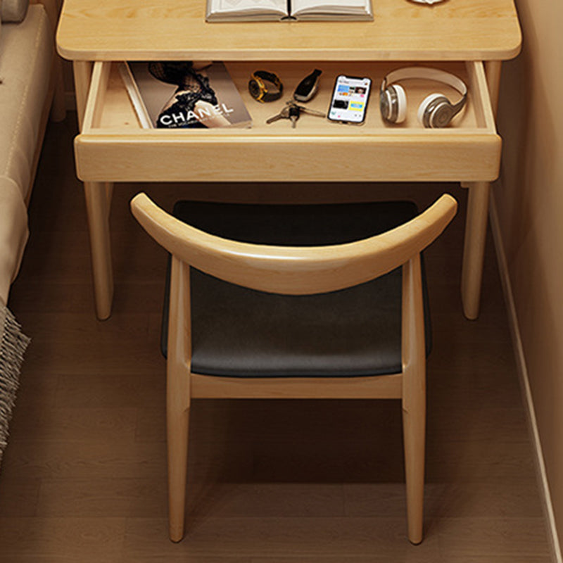 Modern Simplicity Rectangle Finger Joint Rubberwood Plywood Desk 1-Drawer For Home Office