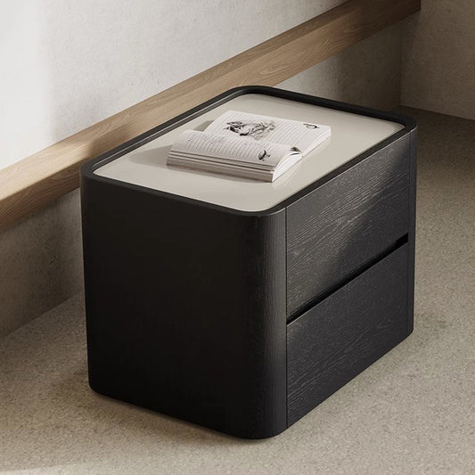 Contemporary Nordic Wood MDF Rectangular Nightstand With 2-Drawer For Bedroom & Living Room