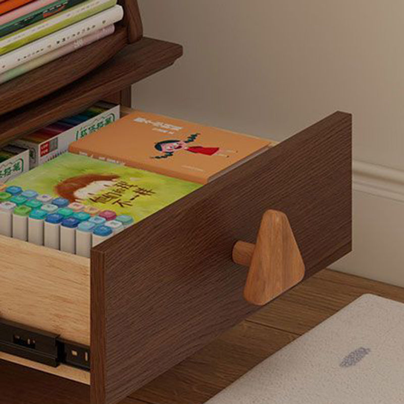Traditional Rustic Christmas Tree Solid Wood Rubberwood Metal Movable Floor-Standing Bookshelf 4-Shelf For Study