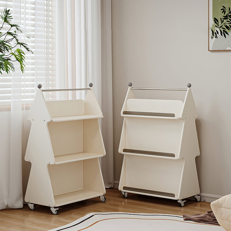 Contemporary Creative Christmas Tree Solid Wood Particle Board Acrylic Iron Kids Movable Bookshelf 3-Tier For Study