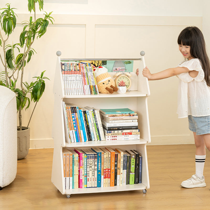 Contemporary Creative Christmas Tree Solid Wood Particle Board Acrylic Iron Kids Movable Bookshelf 3-Tier For Study