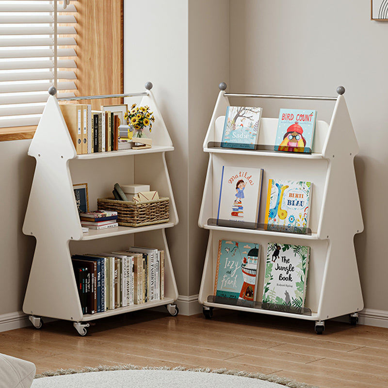 Contemporary Creative Christmas Tree Solid Wood Particle Board Acrylic Iron Kids Movable Bookshelf 3-Tier For Study