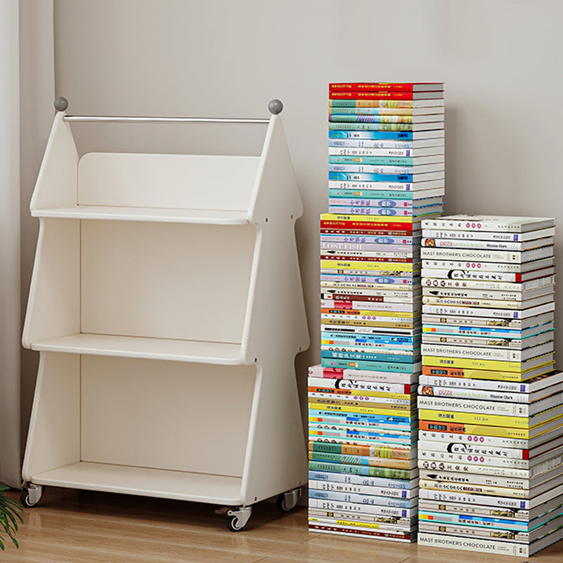 Contemporary Creative Christmas Tree Solid Wood Particle Board Acrylic Iron Kids Movable Bookshelf 3-Tier For Study