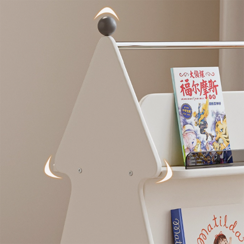 Contemporary Creative Christmas Tree Solid Wood Particle Board Acrylic Iron Kids Movable Bookshelf 3-Tier For Study