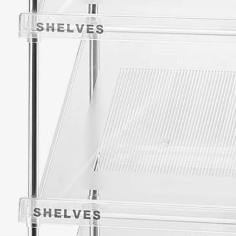 Modern Minimalist Slim Rectangular Plastic Stainless Steel Tilted Design Shoe Rack 4/5/6-Tier For Hallway