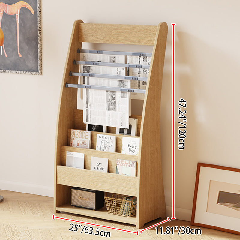 Modern Minimalist Rectangular Arc E1 Eco-Friendly Particle Board Aluminum Alloy Floor-Standing Bookshelf 4-Tier For Study