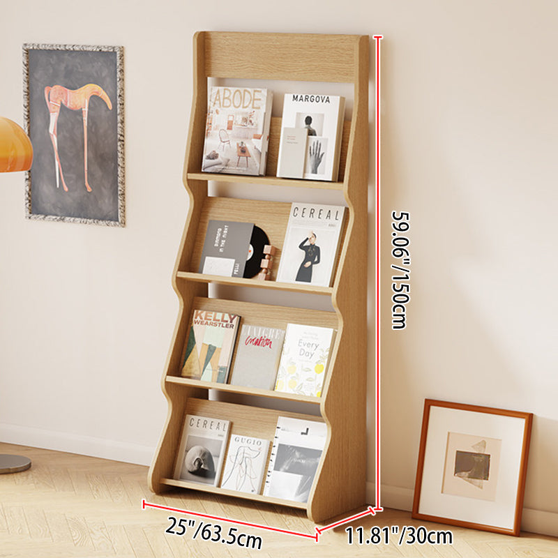 Modern Minimalist Rectangular Arc E1 Eco-Friendly Particle Board Aluminum Alloy Floor-Standing Bookshelf 4-Tier For Study