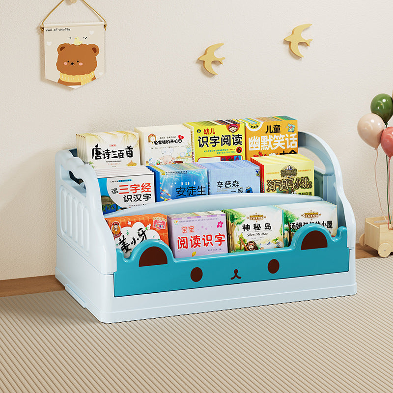 Modern Minimalist Cartoon Cat-Shaped PP & HIPS Foldable Kids Bookshelf 3-Storage For Study