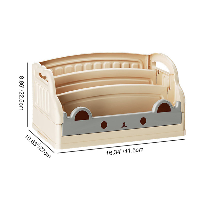 Modern Minimalist Cartoon Cat-Shaped PP & HIPS Foldable Kids Bookshelf 3-Storage For Study