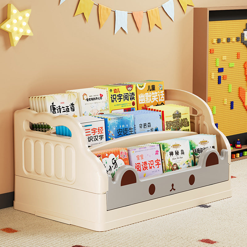 Modern Minimalist Cartoon Cat-Shaped PP & HIPS Foldable Kids Bookshelf 3-Storage For Study