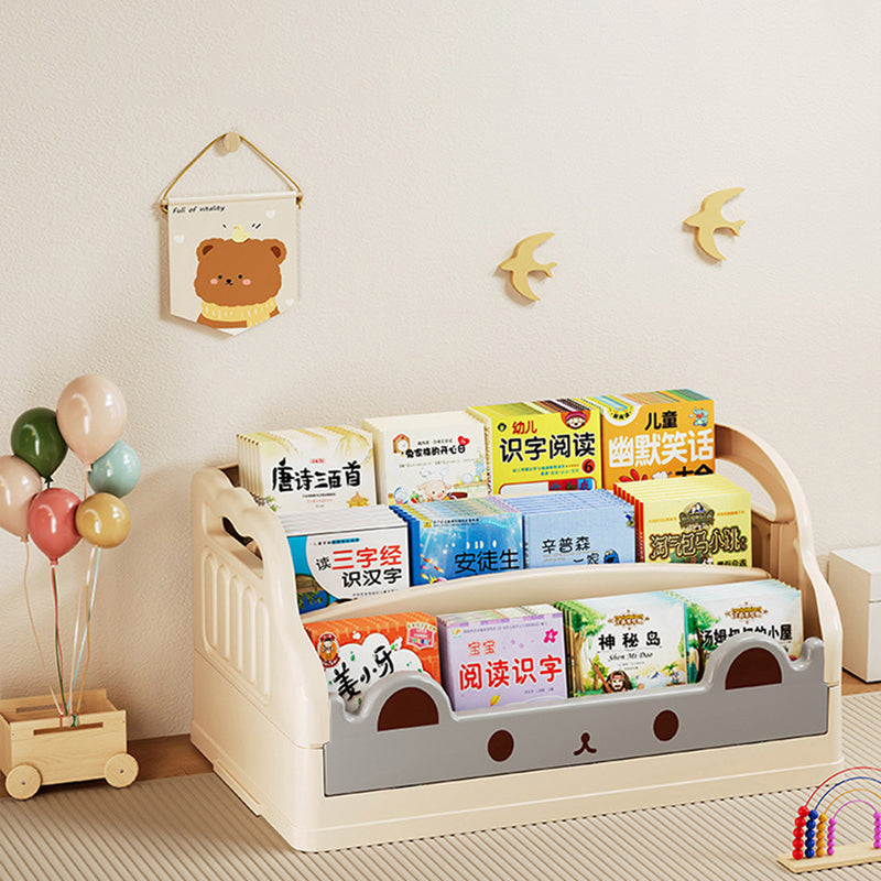 Modern Minimalist Cartoon Cat-Shaped PP & HIPS Foldable Kids Bookshelf 3-Storage For Study
