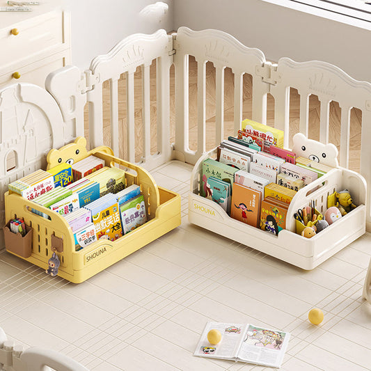 Modern Minimalist PP Plastic Cartoon Bear Trapezoidal Kids Lightweight Desktop Bookshelf 2-Divider For Study