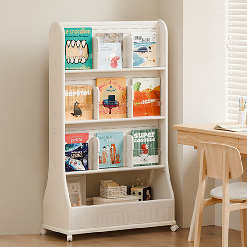 Modern Minimalist Eco-Friendly HDPE Curved Edge Rectangular Movable Bookshelf 3-Tier For Study