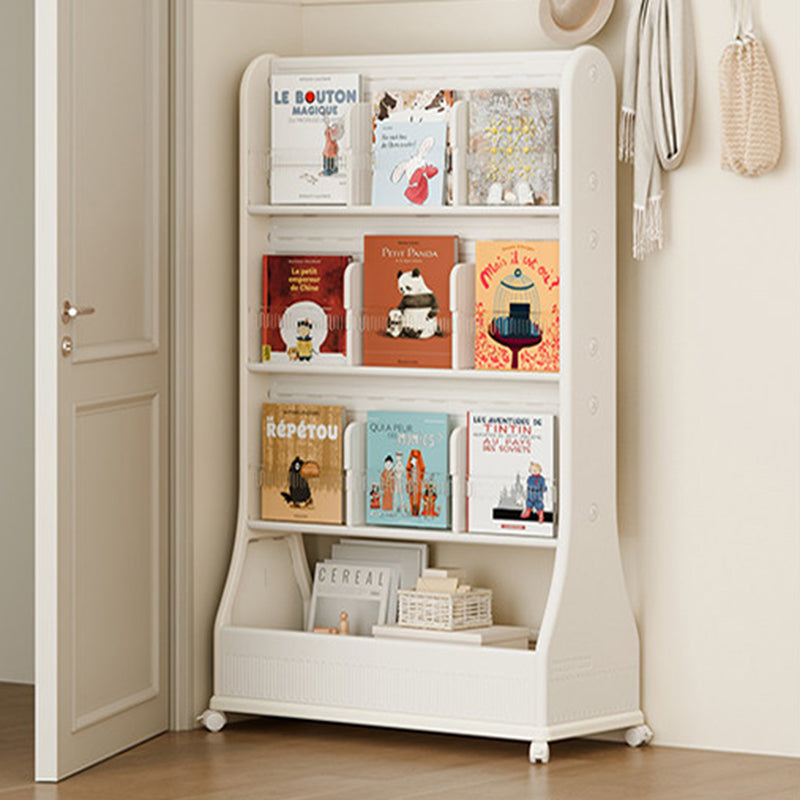 Modern Minimalist Eco-Friendly HDPE Curved Edge Rectangular Movable Bookshelf 3-Tier For Study