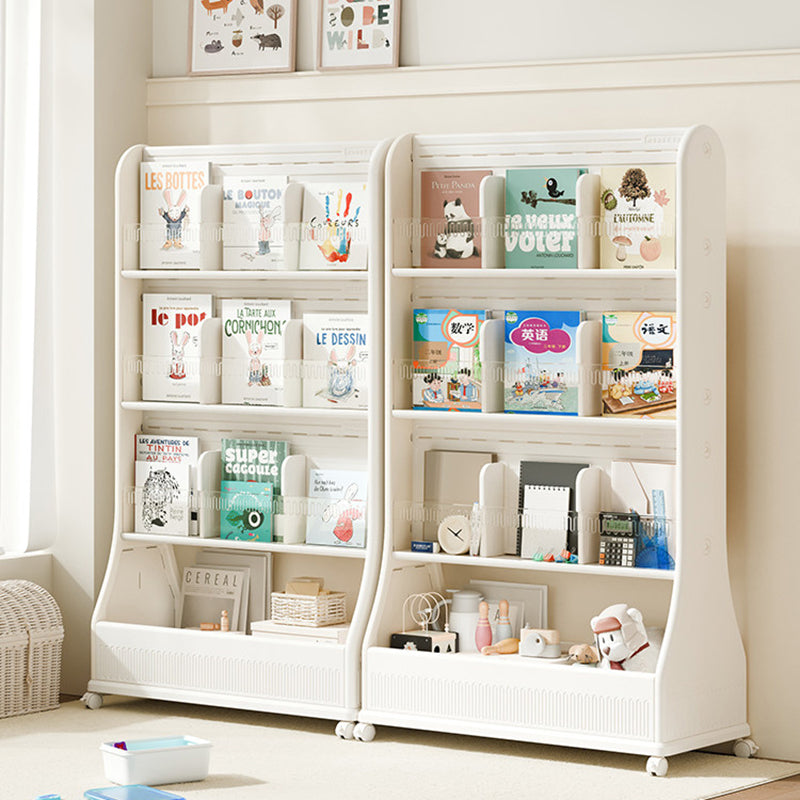 Modern Minimalist Eco-Friendly HDPE Curved Edge Rectangular Movable Bookshelf 3-Tier For Study