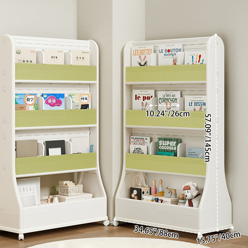 Modern Minimalist Eco-Friendly HDPE Curved Edge Rectangular Movable Bookshelf 3-Tier For Study