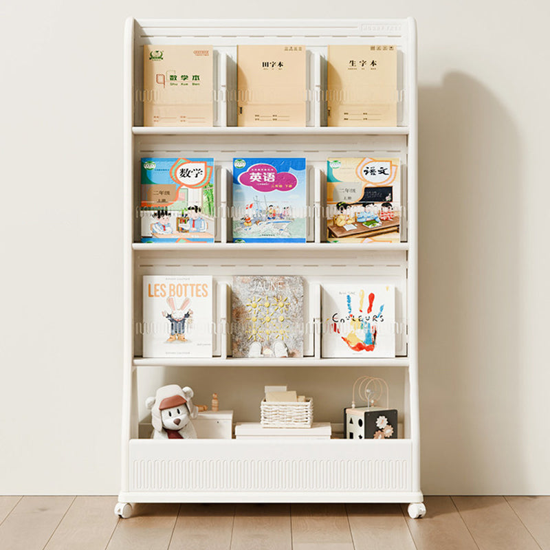 Modern Minimalist Eco-Friendly HDPE Curved Edge Rectangular Movable Bookshelf 3-Tier For Study