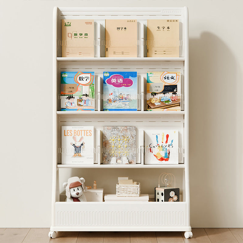 Modern Minimalist Eco-Friendly HDPE Curved Edge Rectangular Movable Bookshelf 3-Tier For Study